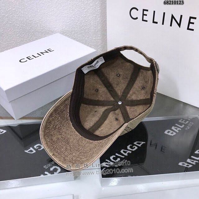 CELINE男女同款帽子 賽琳緊密刺繡洗水做舊遮陽帽棒球帽  mm1119